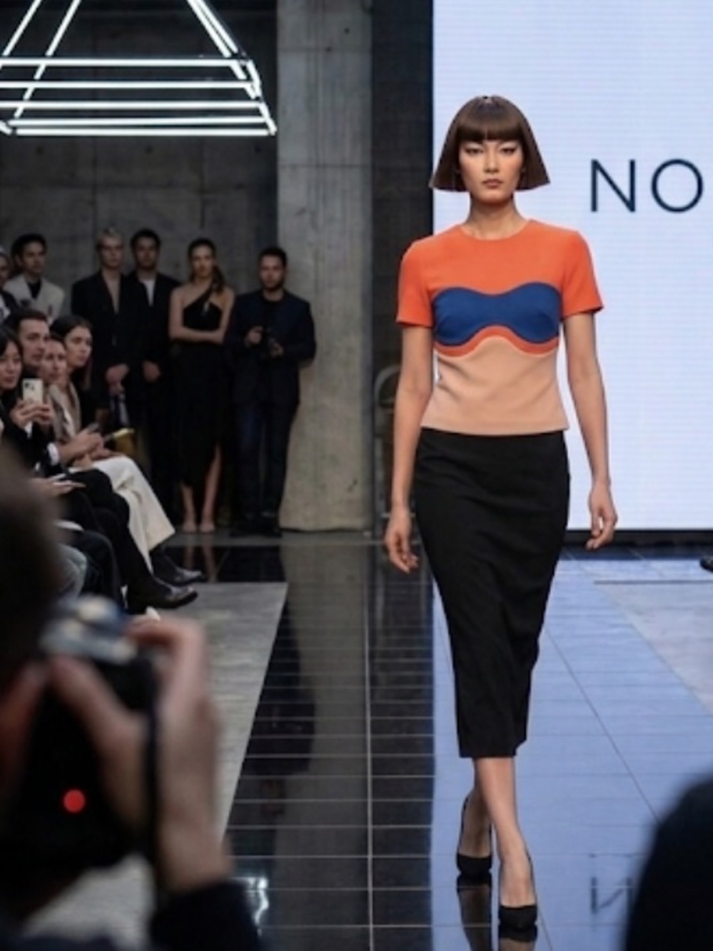 Nokara Made in Korea Colorblock Long Sleeve Top – Blue, Orange & Beige